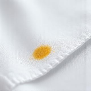 Close-up of white textile with faint machine oil spots highlighted by AI detection