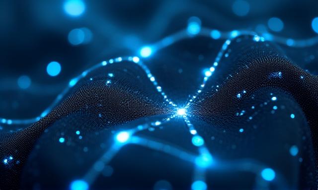 Abstract AI-generated textile pattern combining neural network nodes with silk textures